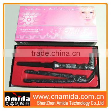 new style hair curler and hair iron three in one sets,3 in 1 hair straightener and curling iron