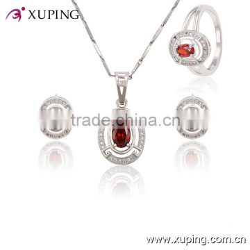 63766 Fashion Unique Ladies white color red Cubic Zirconia Bridal Wedding Jewelry Set