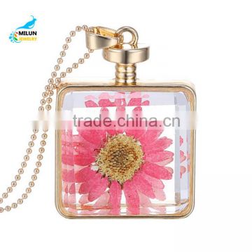 Fashion necklace 2016 perfume bottle pendant necklace sunflower necklaces