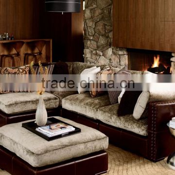 American Style Genuine Leather Corner Sofa Set with Ottoman for Australia