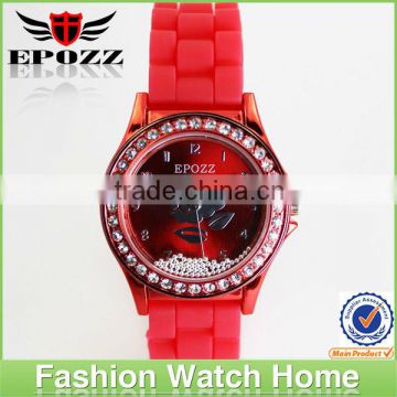 Wholesale ladies fashion crystal watch promotional silicone watch