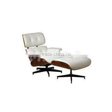 White Leather Office Lounge Chair with Ottoman Replica