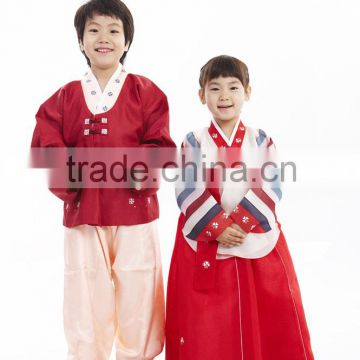 Korea elegant good quality cotton silk Hanbok girls/adults/children flower printing customize ethnic costume