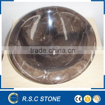 Competitive price brown marble basins/round sinks