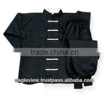 Kung Fu Uniform 8oz P/C 65% Poly & 35% Cotton Black & White Elastic with Draw String Waist