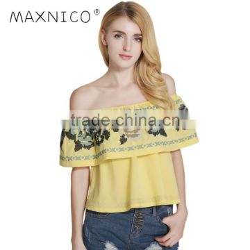 Maxnegio fashion off shoulder women casual blouse designs