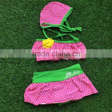 2-6 years old girls girls swim suit hot pink dot bathing suit girls Summer clothing boutique clothes swimwear