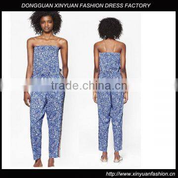 Hot Strapless Printed One Piece Jumpsuit for Women