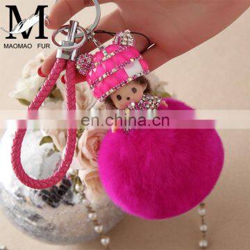 Lovely Monchichi Key Chain Luxury Crystal Key Ring Monchhichi Keychain