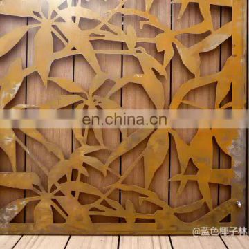 Lacquer Chinese antique corten steel folding screens with flower pattern