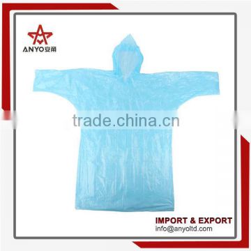Factory direct sales high quality cheap pe disposable rain poncho for adult asian hot