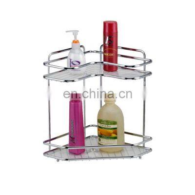 Fashionable  shower dual tier rack 2L chrome metal bath shelves for bathroom