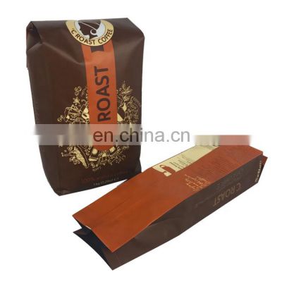 custom printing back sealing stand up side gusset matte roaster coffee bag with valve 250g 500g 1kg 2.2lbs 8oz