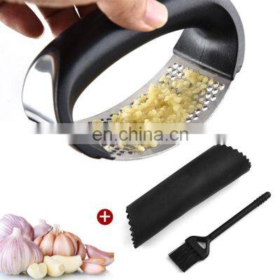 Amazon Hot Sell Trending Manual Crusher Kitchen Accessories Tool Garlic Peeler Brush Stainless Steel Garlic Press
