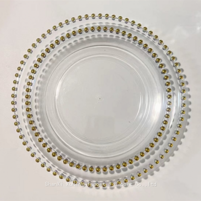 Wholesale Plastic Plates Gold Clear Charger Round Reusable Plastic Plates For Wedding