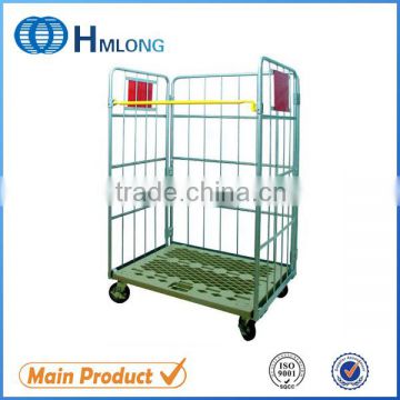 Industrial foldable wire mesh roll container pallet trolley