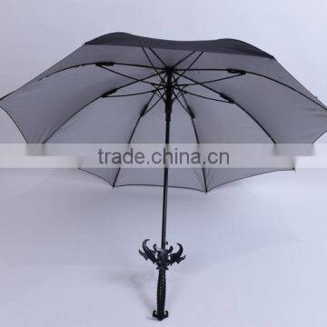 sun umbrella withblack coating , cosplay golf umbrella ,big windproof storm golf umbrella with wind vent