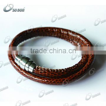 New Design Fashion Leather Wrap Bracelet with Metal Charm