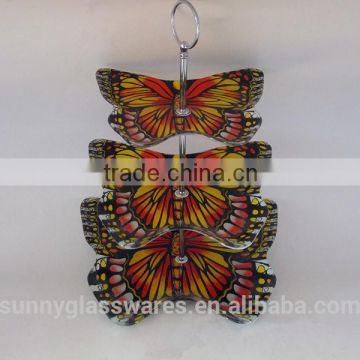 Creative butterfly plate of three layers of glass