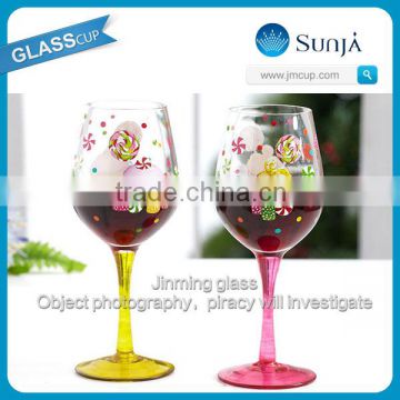 2014 Hot Selling Glass Goblet Hand Painted Print Glass Stemware