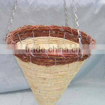 cone hanging basket,Rattan Hanging Basket,hanging flower basket,hanging planter,corn rope basket,rustic home decor