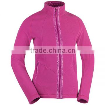 OEM service breathable women fleece jacket with water-resistant zipper