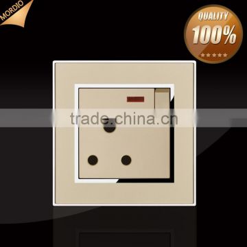 New hot BS standard Hotel design 1gang 15A socekt electric light wall socket with indicator