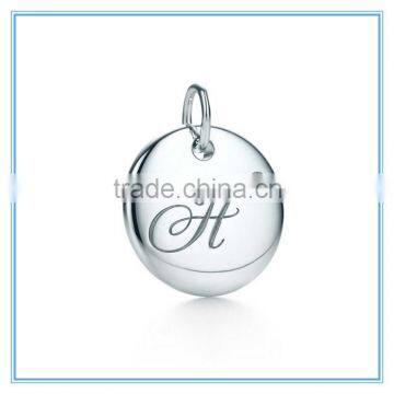 Yiwu Meise fashion Single initial stainless steel letter "H "disc charm