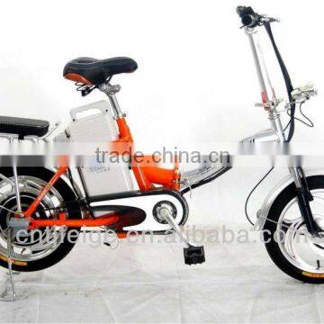 two colors 250W integrated wheel 16" suspension electric folding bikes