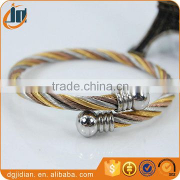 Stainless steel elastic flexible cable cuff bangle fashion colorful twine bangle