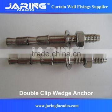 Stainless Steel AISI304/A2 316/A4 Double Clips Wedge Anchor,Heavy Duty Through Bolts for Wall Mounting M6 M8 M10
