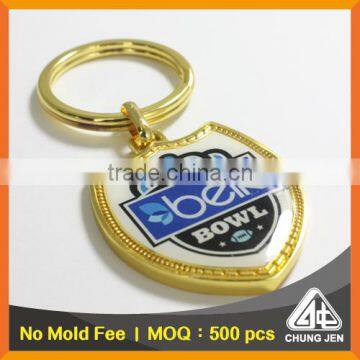 Promotional gold zinc alloy logo print souvenir giveaways custom keychain