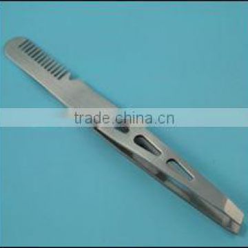 Stainless steel eyebrow tweezer with comb