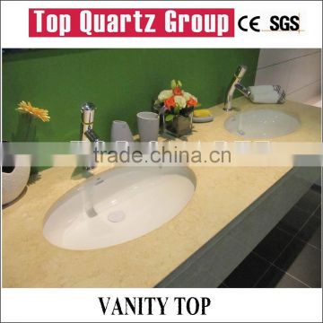 Hot sales biscuit quartz stone countertop,Home depot bathrooms quartz stone vanity top