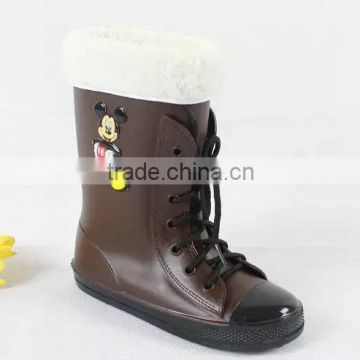 warm PVC Injection snow boots fur collar and lining