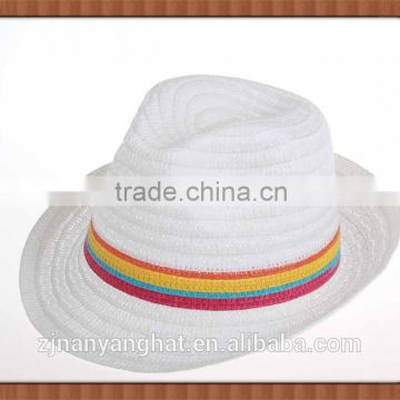 Paper woven straw fedora hat