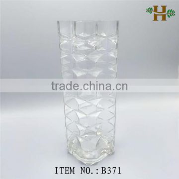 handblown tall clear square glass floor vase