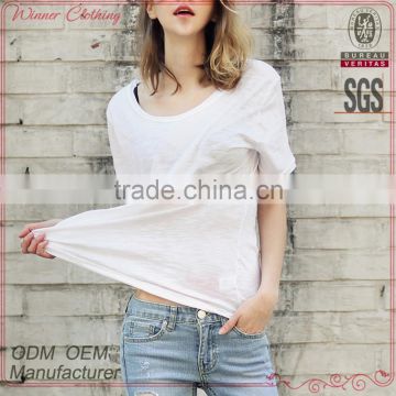 small quantity clothing 100% cotton white O-neck blank t shirt ladies custom t-shirt with short sleeve