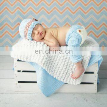 Beautiful Blue and Grey Sleeping Baby Photo Props Crochet Knit Costume Wholesale