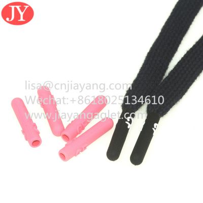 soft silicone plastic aglet flat cotton drawstring with silicone shoe lace buckle shoelace aglet