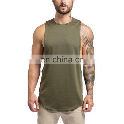 Olive green deep cut custom cotton spandex gym tank top for men sports and training stringers superdry sport performance