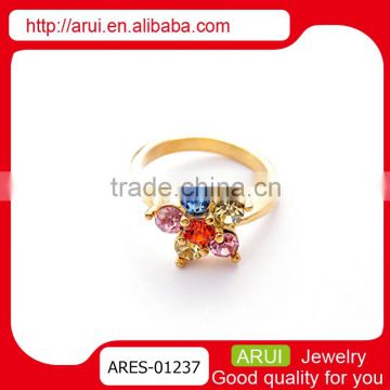 Mix coloured ring fancy five leaves ruby flower gold dearest ring