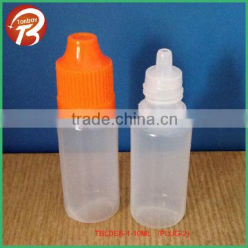 10ml LDPE translucent E-cigarette liquid/eyedrop dropper bottle with stubbyp & childproof CAP TBLDES-1-10ML(PLUG-2)
