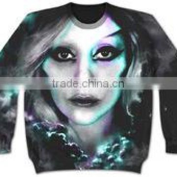 100% Polyester Pullover Crew Neck Sublimated Sweat Shirt with Woman Face artwork