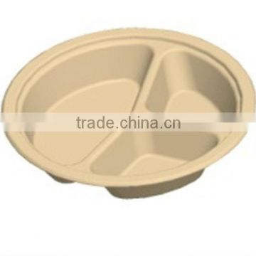 10.25 inch 3 compartment Bamboo Pulp Food Packing Plates