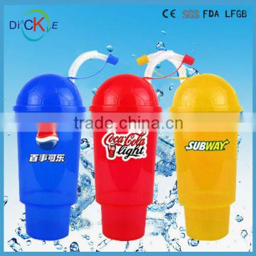 32oz double wall football shape plastic cup with straw and lid