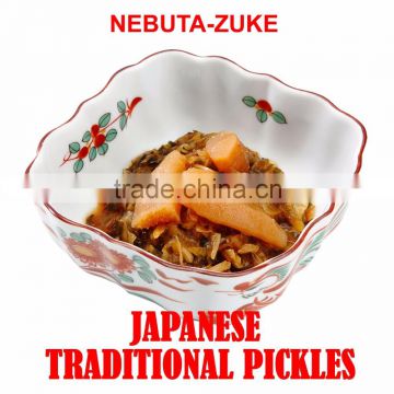 Delicious Japanese Nebuta pickled vegetable and seafood , apple juice also available