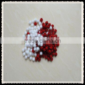 wholesale white & red glitter pompon tinsel poms