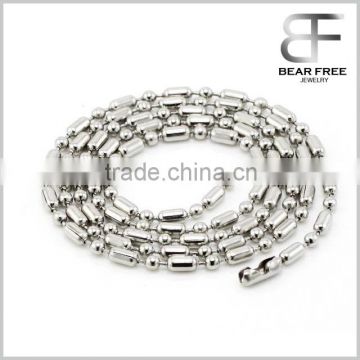 Women's Silver Stainless Steel Bead Chain Necklace