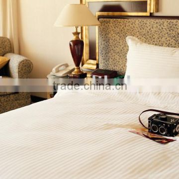 High thread satin stripe linen hotel bed sheet set